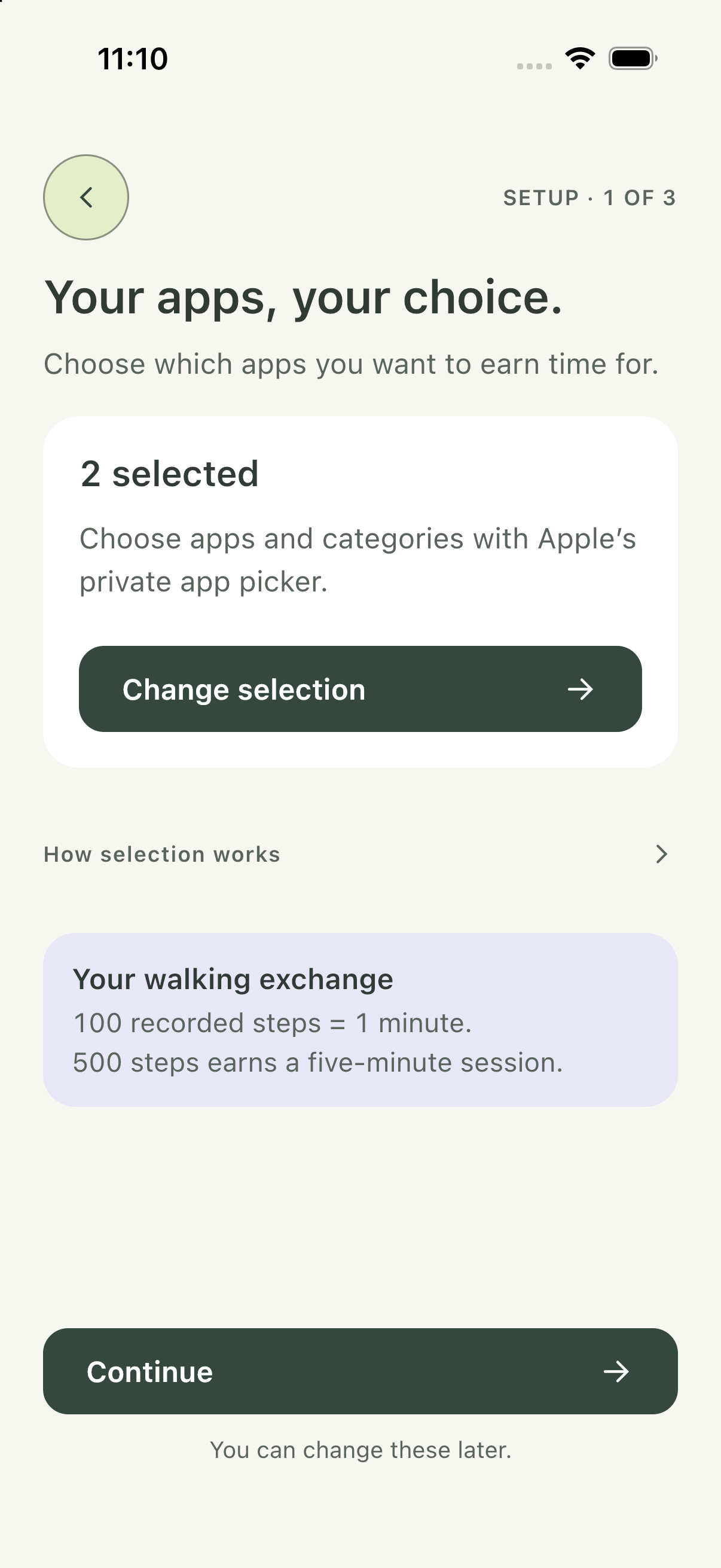 ScrollShield app-selection screen
